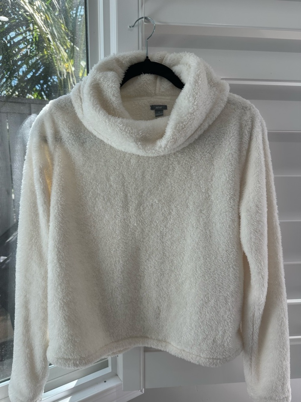 aerie White Plush Cowl Neck Sweater